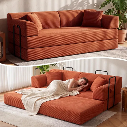 Vista 12 de Sofá cama convertible de 79 pulgadas, sofás deshuesados con respaldo alto
