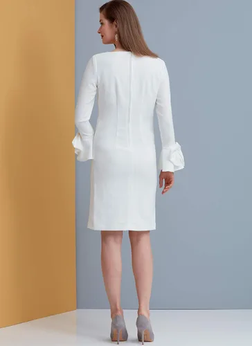 Vista 6 de Vogue V9325E5 - Vestido ajustado con forro para mujer, tallas 14-22, color blanco