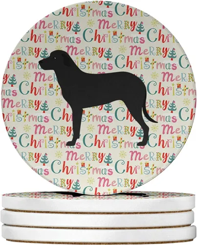 Vista 30 de AIDI Atlas Mountain Dog Merry Christmas - Posavasos grandes de piedra arenisca, paquete de 4