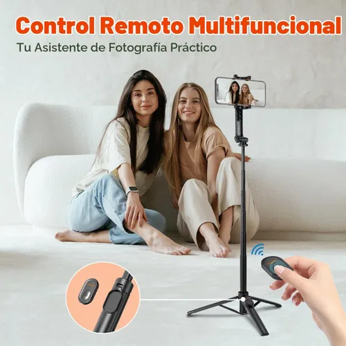 Vista 2 de Trípode para selfie stick con control remoto, ligero, 5.29 oz, plegable, soporte extensible a 35 pulgadas, soporte portátil para teléfono