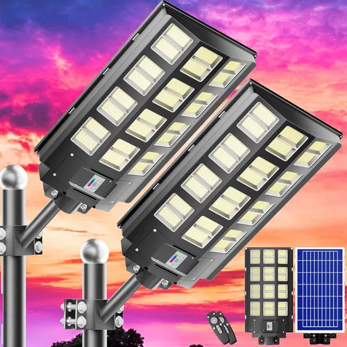 Vista 11 de Luz solar de calle, 8000 W, 7000 K, 480000 lúmenes, 1152 luces LED solares de estacionamiento del anochecer al amanecer, luces solares al aire