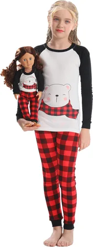 Vista 13 de Babyroom Pijamas de algodón a juego para niñas y niños pequeños, 4 piezas, ropa de dormir de Navidad Azul/2