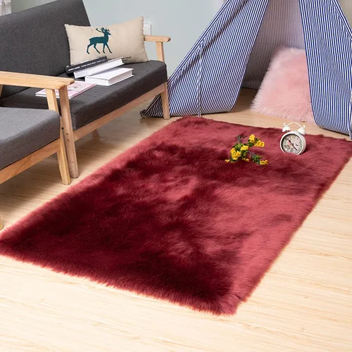 Vista 19 de Alfombra de piel de oveja sintética de Chitone, para dormitorio de bebé, para decoración del hogar Negro