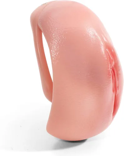 Vista 4 de Jaula de castidad de vagina simulada para hombres SM Sissy fetiche juguete sexual hueco juego de jaula de polla con 4 anillos de polla y 2 llaves