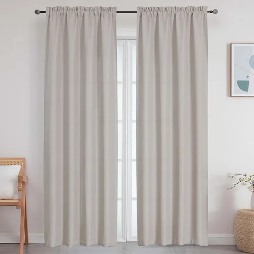 Vista 88 de Cortinas de lino para dormitorio y sala de estar de 96 pulgadas de largo, juego de 2 paneles, con bolsillo para cortinero, filtrado de luz, textura