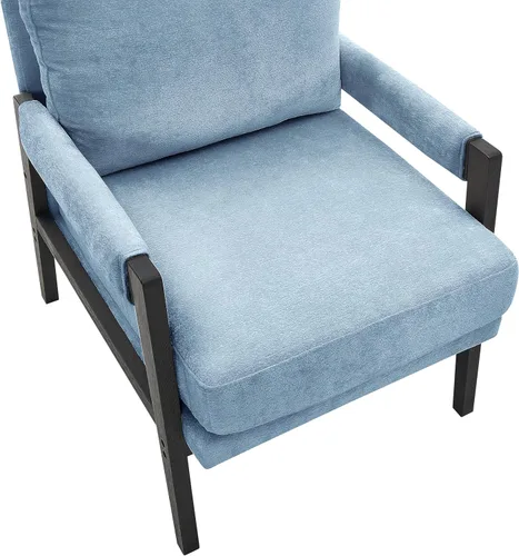 Vista 5 de Roundhill Furniture Kelly Mid-Century - Sillón tapizado de chenilla, color azul