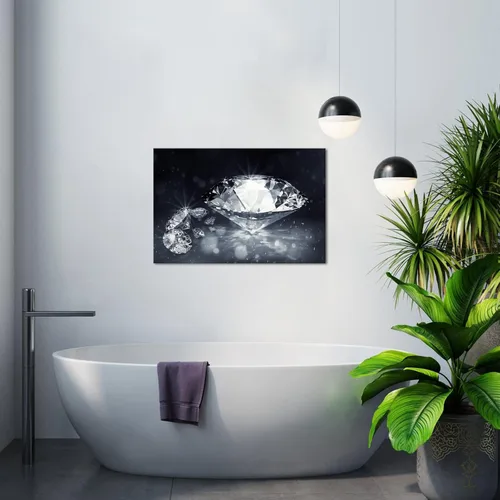 Vista 5 de Biuteawal Arte de pared de diamantes en blanco y negro con impresión de diamantes brillantes, pintura de moda, obra de arte moderna, decoración