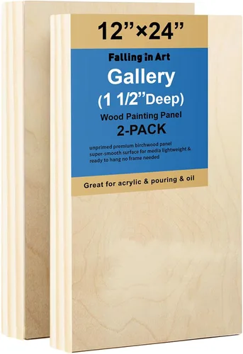 Vista 12 de Falling in Art Paquete de 2 paneles de lienzo de madera sin terminar, kit de paneles de madera de abedul de galería de 4 x 12 pulgadas, tablas