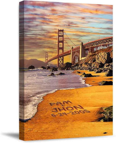 Vista 17 de Autumn Path - Lienzo personalizado o impresión fotográfica y obra de arte enmarcada con nombres de pareja, fecha especial en impresiones, gran