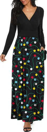 Vista 10 de LILBETTER - Vestido largo de manga larga, cuello en V profundo, holgado, liso y casual para mujer Verde militar