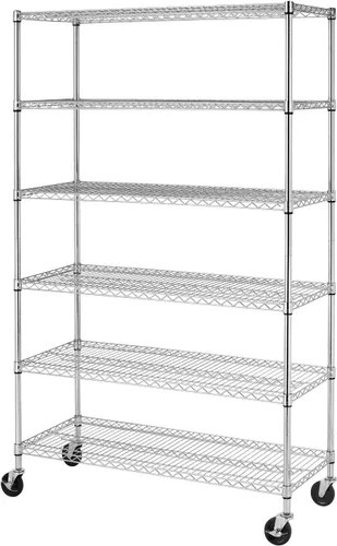 Vista 8 de BestMassage Estantería de alambre resistente, estantes de almacenamiento de garaje, organizador de estantes de metal grandes, altura de 6 niveles
