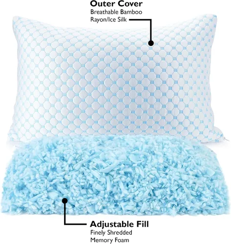 Vista 2 de Greaton, Almohada para dormir de espuma viscoelástica de gel, alivio de presión para cuello y hombros, altura ajustable, funda transpirable