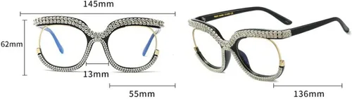 Vista 2 de progresivo multifocal Rhinestone estilo punk cuadrado de gran tamaño marco de metal Bling fotocromático Rhinestone gafas de lectura