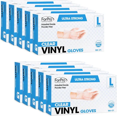 Vista 16 de ForPro Disposable Vinyl Gloves, 3.9 Mil, Powder & Latex-Free, Food Safe Negro