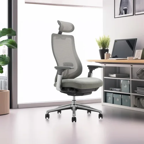 Vista 8 de COLAMY Silla de oficina ergonómica de malla, silla de escritorio ejecutiva con respaldo alto con reposacabezas ajustable, brazo 4D, asiento