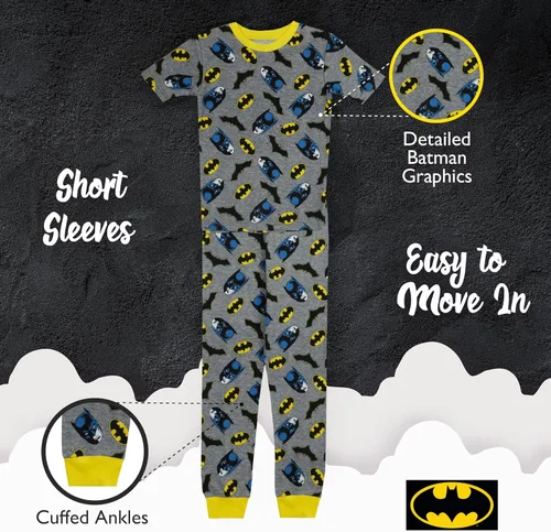 Vista 4 de DC Comics Boys' 4-Piece Snug-fit Cotton Pajamas Set