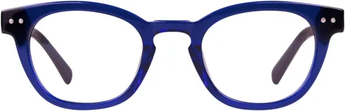 Vista 20 de eyebobs - Waylaid Gafas de lectura tradicionales y azules de primera calidad Marco redondo para caras promedio Ámbar se desvanece frente