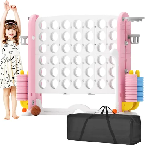 Vista 3 de KORIMEFA Juego gigante gigante de 4 a punta, 4 en una fila para niños y adultos, juego de 2.7 pies de alto para interiores y exteriores con 42
