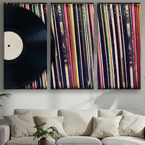 Vista 50 de LuxeWood Arte de Pared Musical en Lienzo - Impresiones Temáticas Musicales Medianas y Grandes para Sala de Estar, Oficina, Estudio, Airbnb