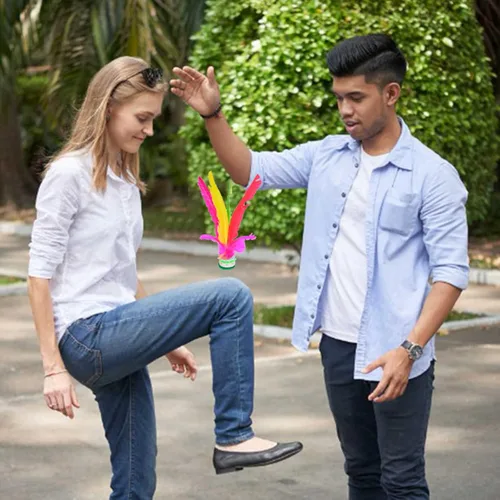 Vista 6 de Baitaihem Kick Shuttlecock chino Jianzi colorido pluma pie deportes al aire libre juego