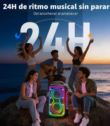 Vista 2 de Altavoz Bluetooth portátil, pico de 240 W, potente sonido fuerte, altavoz inalámbrico para fiestas con graves profundos, tiempo de reproducción
