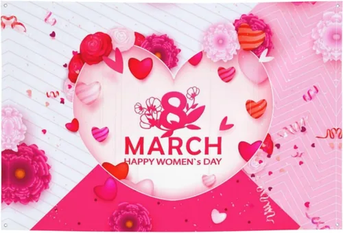 Vista 28 de Día de la Mujer Marzo es el Mes de la Historia de la Mujer Pancarta de 70 x 35 pulgadas Fondo de fotografía de fiesta de vacaciones