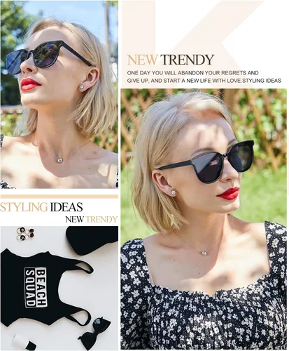 Vista 2 de KALIYADI Gafas de sol clásicas para mujer, estilo retro, a la moda, protección UV