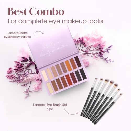 Vista 10 de Lamora Paleta de sombra de ojos - Paleta de maquillaje de ojos con 16 tonos mate altamente pigmentados - Vegano y mezclable