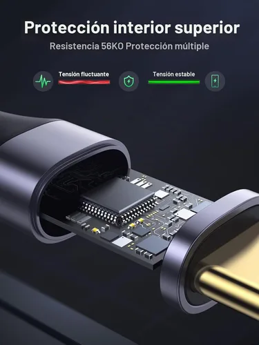 Vista 4 de UGREEN Cable USB a USB C 3.0 Cable USB C 3.0 de transferencia de datos de 5 Gbps tipo C, cable trenzado de nailon de carga rápida para Android