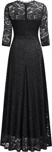 Vista 7 de MISSMAY Vestido largo formal de encaje floral con mangas 23 para dama de honor