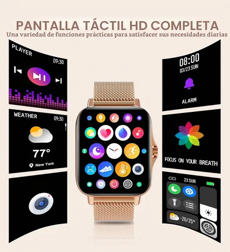 Vista 6 de Reloj inteligente para mujer (recepción de llamadas/marcación), reloj inteligente impermeable para teléfonos Android iOS de 1.7 pulgadas, pantalla