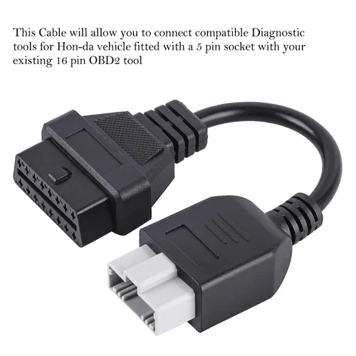 Vista 3 de 5Pin a 16 pin OBD2 OBDII adaptador de cable Herramientas de diagnóstico Cable OBD para Hon-da