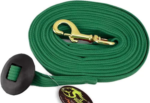Vista 10 de Southwestern Equine Línea de estocada para caballos de algodón con broche de perno y tope de goma (negro, 24')