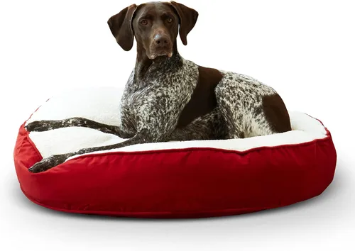 Vista 17 de South Pine Porch Samson - Cama redonda de lujo para perro, estilo almohada, acero azul, pequeña (30 pulgadas)