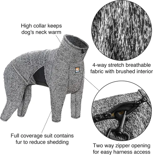 Vista 2 de Kurgo Stowe - Capa base - Ropa cómoda para mascotas para clima frío - Ajuste cómodo y transpirable - Peto para perros con doble cremallera