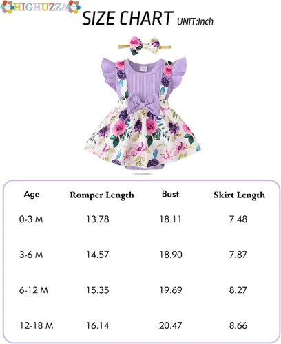 Vista 6 de HIGHUZZA Newborn Baby Girl Clothes Infant Dress Outfit Summer Romper Jumpsuit Headband Overall Skirt Clothing Set