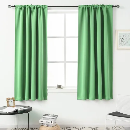Vista 60 de DUALIFE Cortinas opacas de 45 pulgadas de largo, 2 paneles para ventanas pequeñas de dormitorio, aislamiento térmico, bolsillo para barra, cortinas