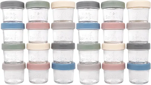Vista 8 de WeeSprout Tarros de vidrio para almacenamiento de alimentos para bebés con tapas (4 onzas, 6 unidades) para aperitivos, puré, recipientes pequeños