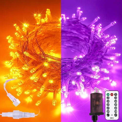 Vista 17 de Guirnalda de 100 luces LED conectables para interiores y exteriores, luces de Navidad blancas cálidas de 33 pies, impermeables, 13 modos