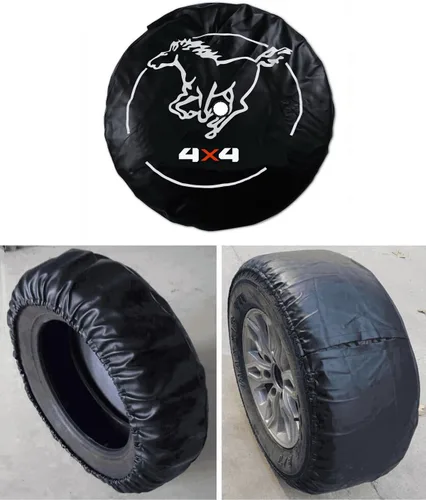 Vista 6 de Funda para neumático de repuesto para Ford Bronco con orificio para cámara, cubierta de rueda de repuesto con orificio trasero para cámara