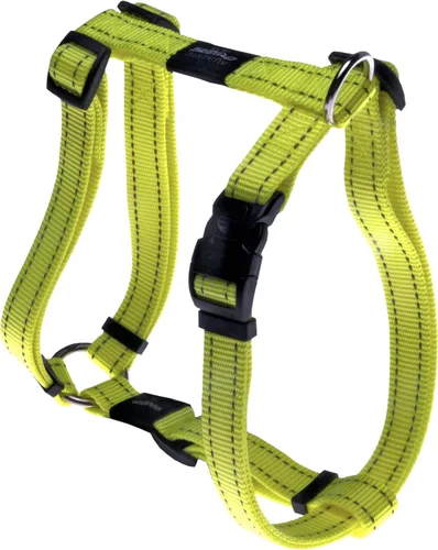 Vista 3 de Arnés reflectante ajustable en H para perros extragrandes; collar y correa a juego disponibles, amarillo