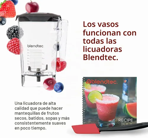Vista 3 de Blendtec Licuadora Classic 575 (Negro), Tarro WildSide+, espátula y recetas