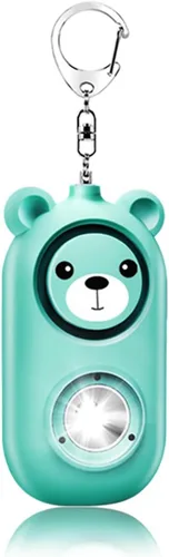 Vista 13 de Llavero de alarma de seguridad personal con luz LED, alerta de emergencia de 130 dB, diseño de oso recargable para mujeres, niños y niñas