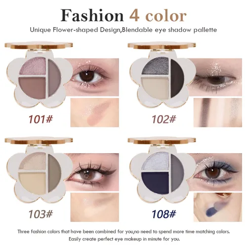 Vista 2 de Paleta de sombras de ojos con purpurina rosa, sombra de ojos color crema brillante mate, sombra de ojos marrón ahumado perezosa, altamente