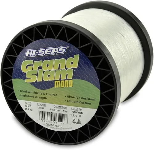 Vista 23 de HI-SEAS Grand Slam - Sedal de pesca de monofilamento, fuerte y resistente a la abrasión, en agua dulce y salada transparente, rosa, verde, azul