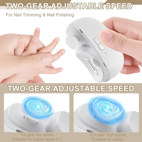 Vista 4 de Cortaúñas y pulidor eléctrico 2 en 1, cortaúñas automáticas para adultos y bebés, recortadora silenciosa recargable con LED, colector integrado