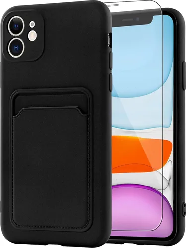 Vista 76 de MZELQ Compatible con iPhone 11 Funda TPU Soporte para Tarjetas Cubierta de Billetera, Protección de Cámara + Protector de Pantalla Funda Suave