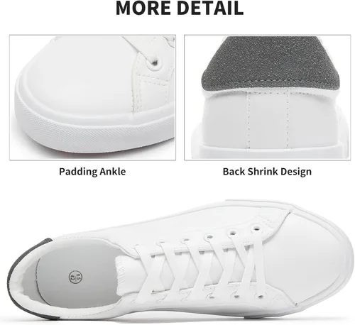 Vista 3 de FRACORA Zapatos de tenis blancos para hombre, zapatillas de deporte de moda bajas de cuero de la PU zapato casual para hombres