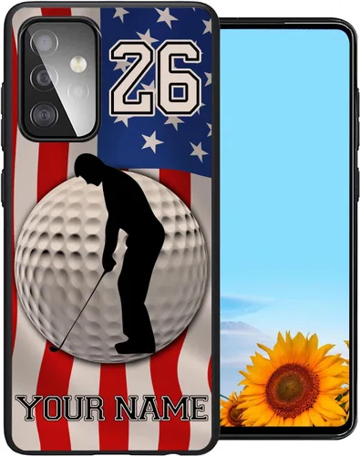 Vista 6 de Personalized Golfer Name Number America Flag Design Rubber Cover Phone Case for iPhone15 14 11 12 13 PRO MAX XR XS MAX 8 PLUS 6S PLUS Custom Golf