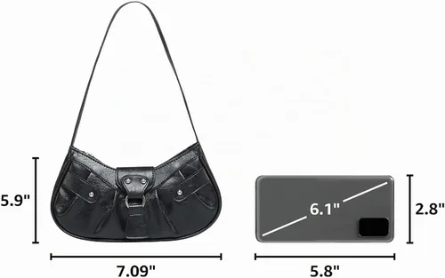 Vista 3 de Verdusa Bolso de mano plisado para mujer, bolso de mano de piel sintética Negro